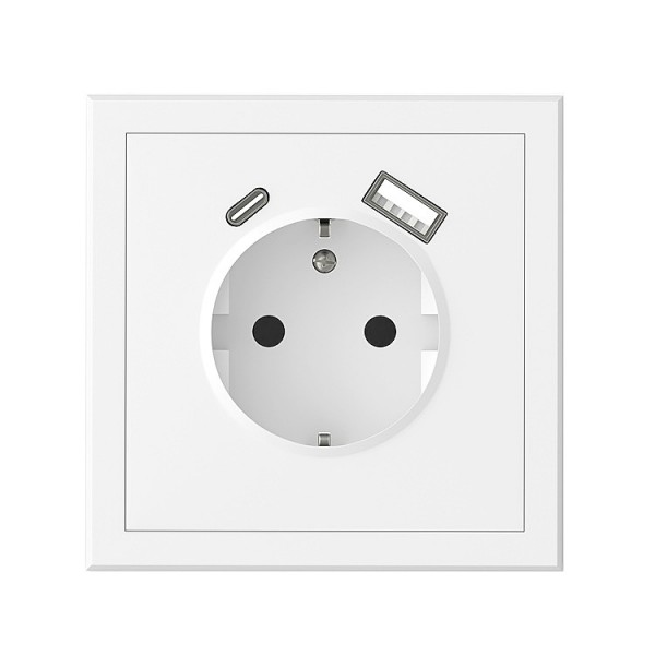 Dugalj s 2p+f csavaros bekötés USBx2 feh