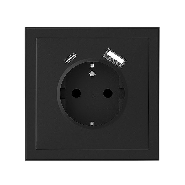 Dugalj s 2p+f csavaros bekötés USBx2 fek