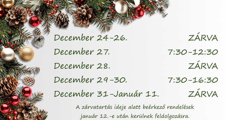 2025 karácsonyi nyitvatartás