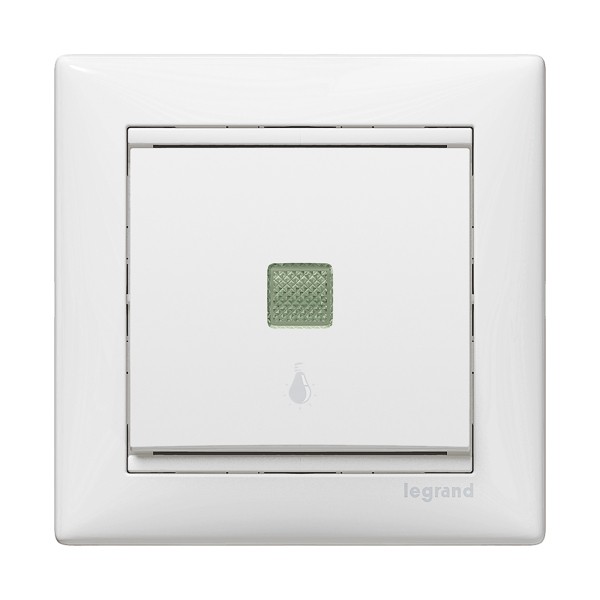 Kapcsoló s 1p nyomó fehér+L+glimm