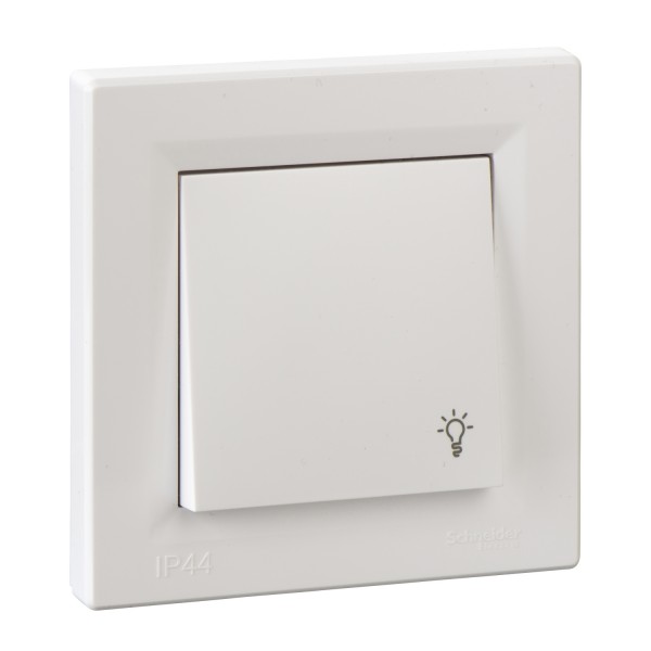 Kapcsoló s 1p nyomó+lámpajel fehér IP44