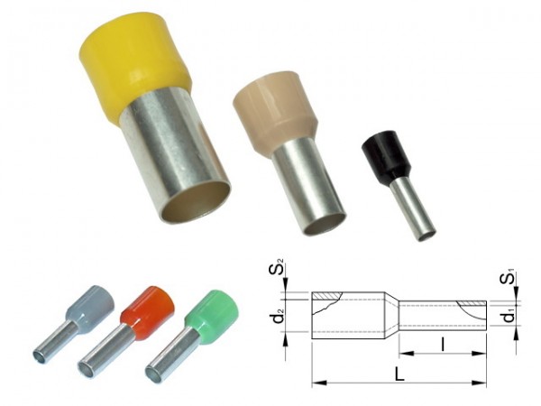 Érvéghüvely 1mm2 szig.sárga L=16,4mm