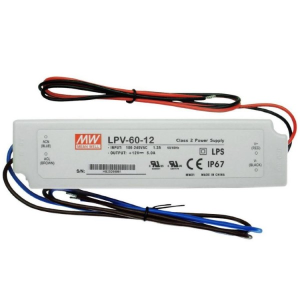 Transzformátor LED 230/12VDC 60W IP67