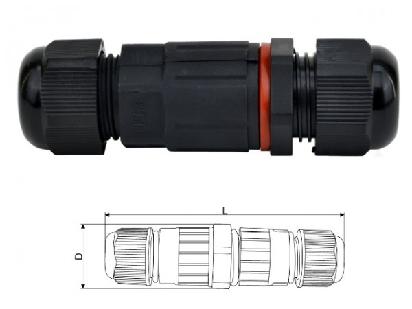 Kábelösszekötő kültéri 3x2,5mm2 IP65