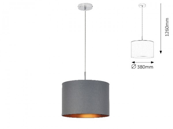 Függeszték E27 60W szürke MONICA