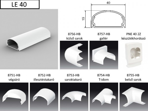 Műanyag csatorna 40mm fehér