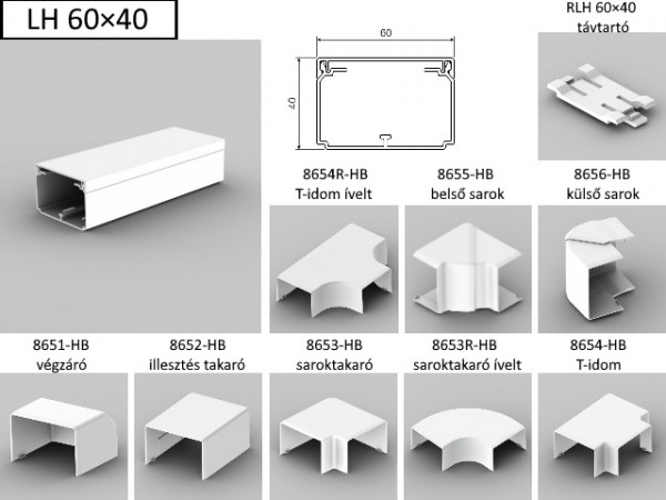 Műanyag csatorna síkbeli könyök 60x40