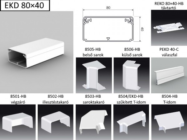 Műanyag csatorna síkbeli könyök 80x40