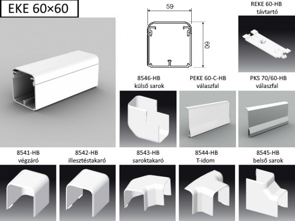 Műanyag csatorna belső könyök 60x60