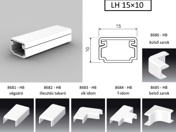 Műanyag csatorna síkbeli könyök 15x10