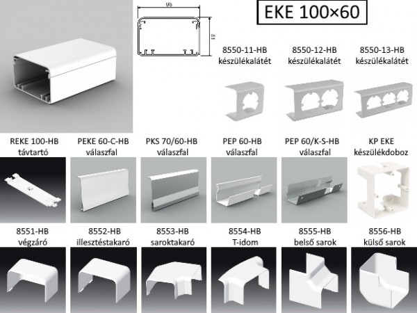 Műanyag csatorna síkbeli könyök 100x60