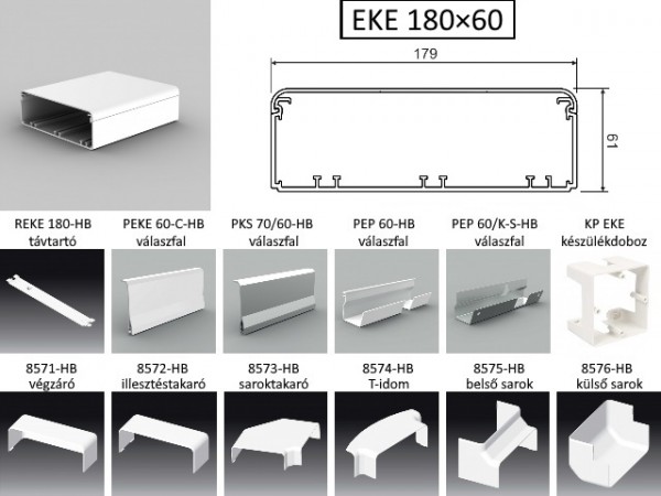 Műanyag CSATORNA 180x60 fehér
