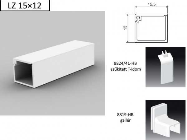 Műanyag CSATORNA 15,5x13,1 fehér nyithat
