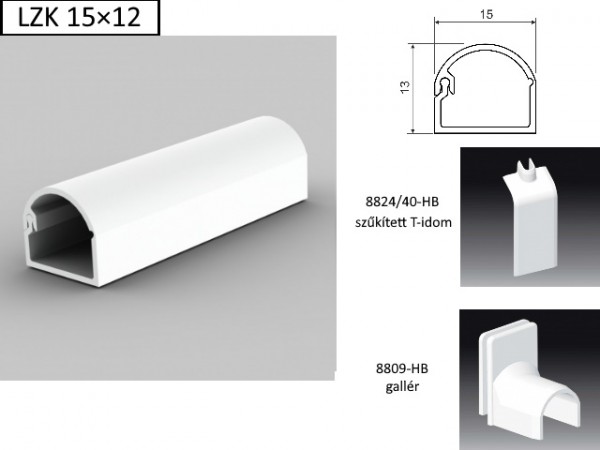 Műanyag CSATORNA 15x13,2 fehér íves