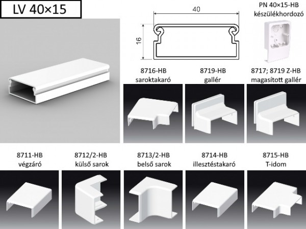 Műanyag CSATORNA 40x16,5 fehér