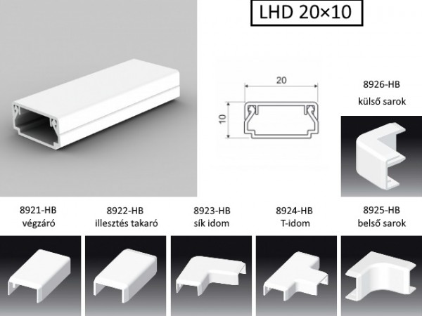 Műanyag csatorna síkbeli könyök 20x10