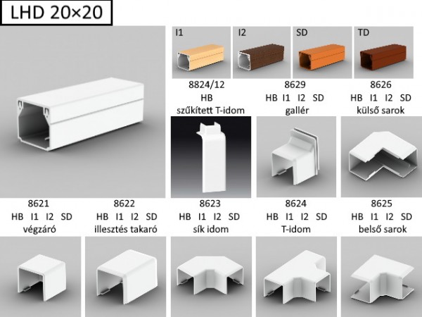 Műanyag CSATORNA 20x20 tölgy (sötét)