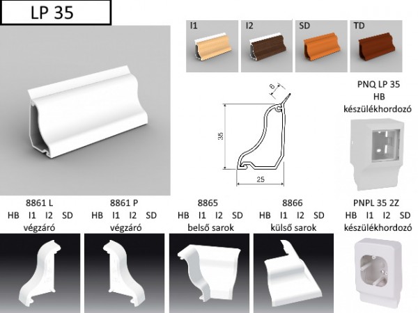 Padlószegély csatorna 35mm s.barna