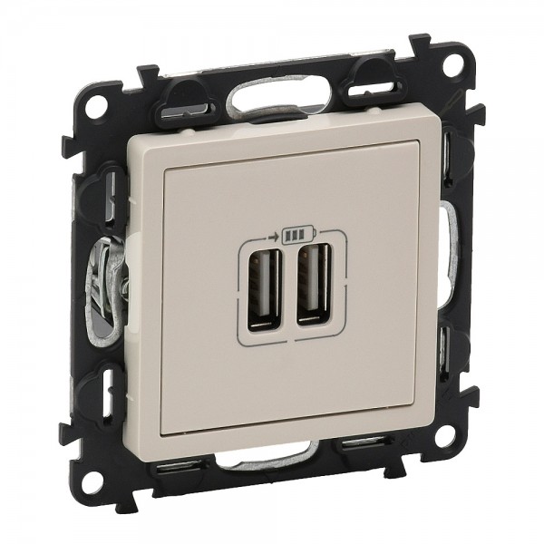 Dugalj s USBx2 1,5A krém