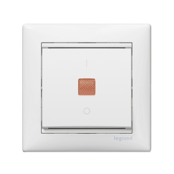 Kapcsoló s 1p fehér+zöld glimm jelző