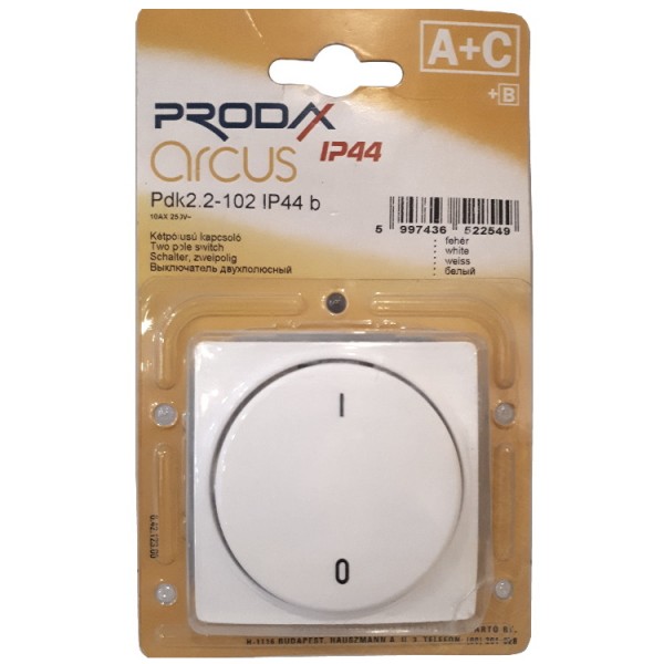 Kapcsoló s 2p fehér IP44